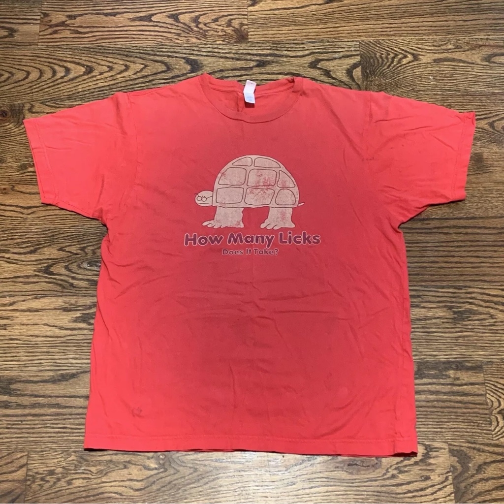 Anvil 2006 “How Many Licks Does It Take?” Shirt Red Large Turtle Tootsie Flawed